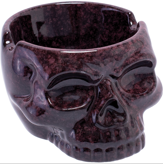 Ceramic Glazed Chocolate Skull Ashtray