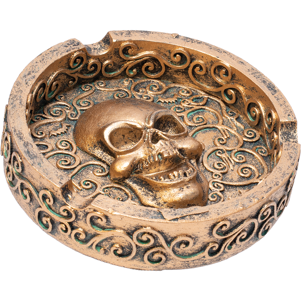 Royal Bronze Skull Polystone Ashtray