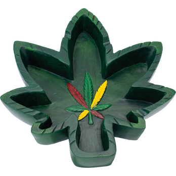 Rasta Hemp Leaf Polystone Ashtray