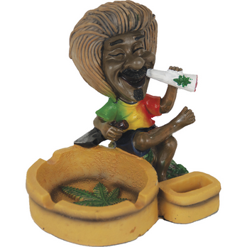 Jamaican Man Big Hair Smoking Ashtray
