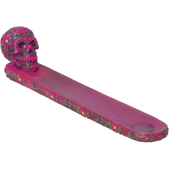 Purple Floral Skull Flower Incense Burner