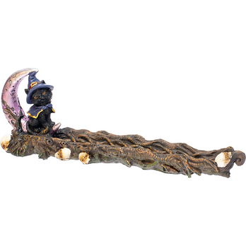 Witch Cat Moon Polystone Incense Burner