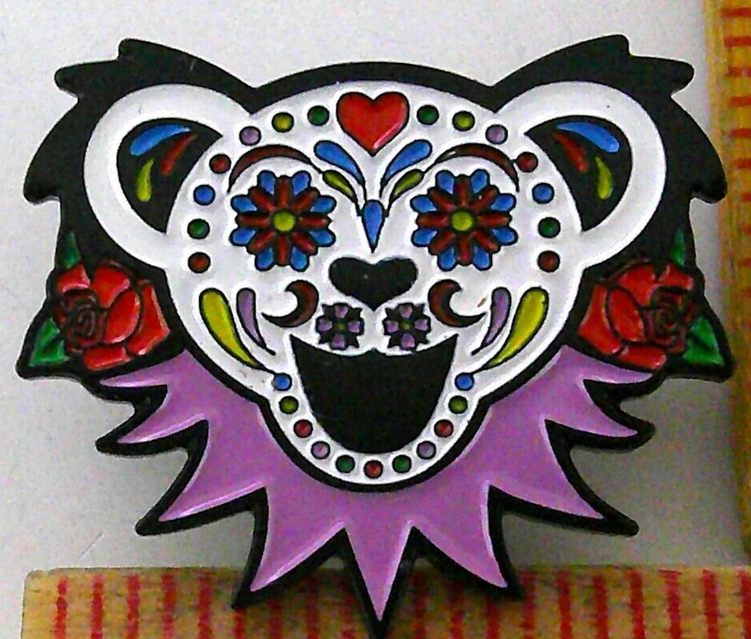 Grateful Dead Sugar Skull Bear Hat Pin