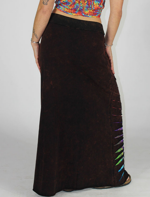 Women's Cotton Lycra Tie-Dye Grateful Dead Razor-Cut Maxi Skirt