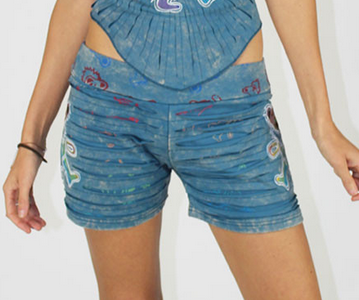 Women's Cotton Lycra Grateful Dead Dancing Bear Razor-Cut Booty Shorts
