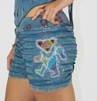 Women's Cotton Lycra Grateful Dead Dancing Bear Razor-Cut Booty Shorts