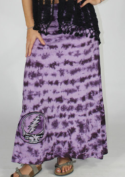 Women's Cotton Tie-Dye Grateful Dead Ripple Waves Maxi Skirt