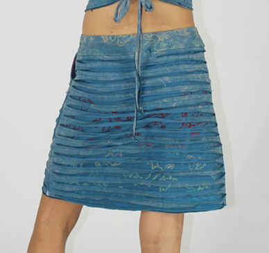 Women's Cotton Lycra Tie-Dye Grateful Dead Dancing Bear Embroidery Mini Skirt