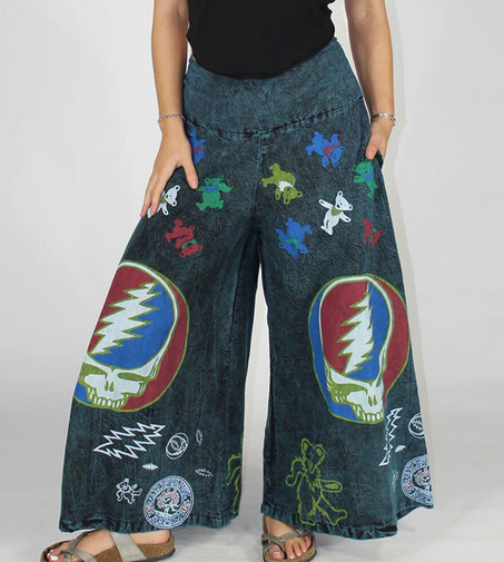 Women's Cotton Stonewash Grateful Dead Symbols Print Ashbury Pants