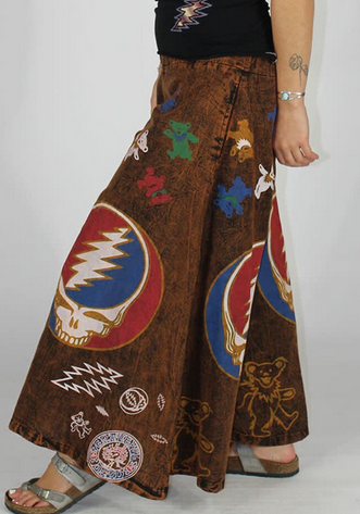 Women's Cotton Stonewash Grateful Dead Symbols Print Ashbury Pants