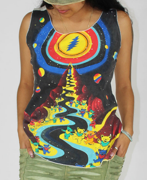 Women's Cotton Grateful Dead Dancing Bears To The Moon Tank Top