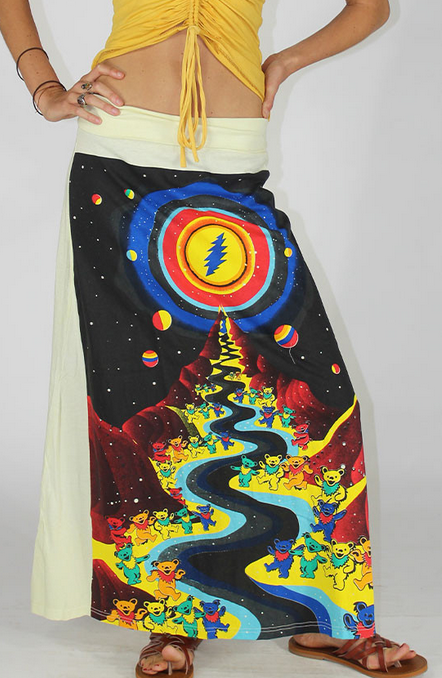 Women's Cotton Grateful Dead Dancing Bears To The Moon Maxi Skirt