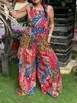 Women's Cotton Indian Print Patchwork Caravan Overalls