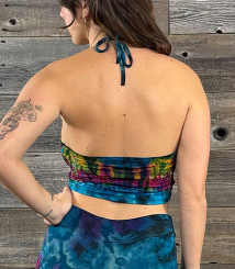 Women's Rayon Spandex Tie-Dye Circle Center Bralette Top