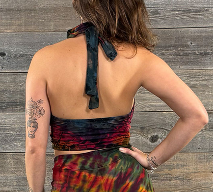 Women's Rayon Spandex Tie-Dye Tie-Back Halter Bralette Top