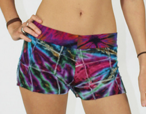 Women's Rayon Spandex Tie-Dye Jewel Wave Patchwork Shorts