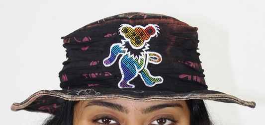 Grateful Dead Razor-Cut Stonewashed Cotton Dancing Bear Embroidery Hat