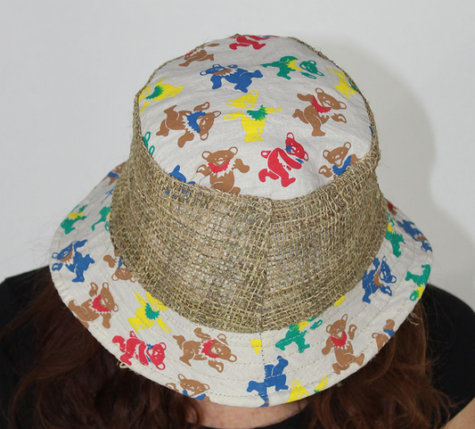 Cotton Grateful Dead Dancing Bear Print Bucket Hat