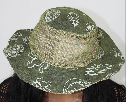 Cotton Hemp Grateful Dead Bears Bolts Stealie Wide-Brim Hat