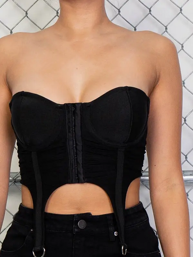 Women's Off Shoulder Cropped Asymmetric Bustier Top