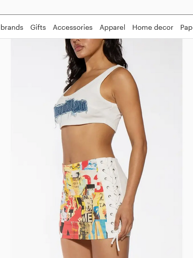 Women's Multi Color Printed Lace Up Mini Skirt