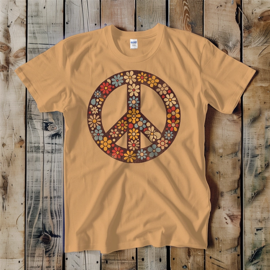 Unisex Hippie Flower Peace Symbol T-Shirt