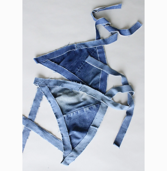 Women's Denim Criss Cross Halter Top