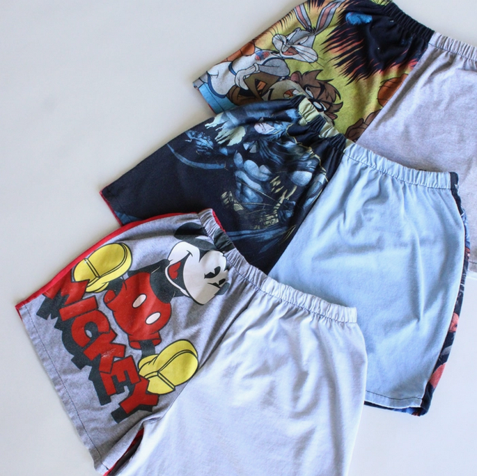 Unisex Cartoon Pieced Tee Shorts