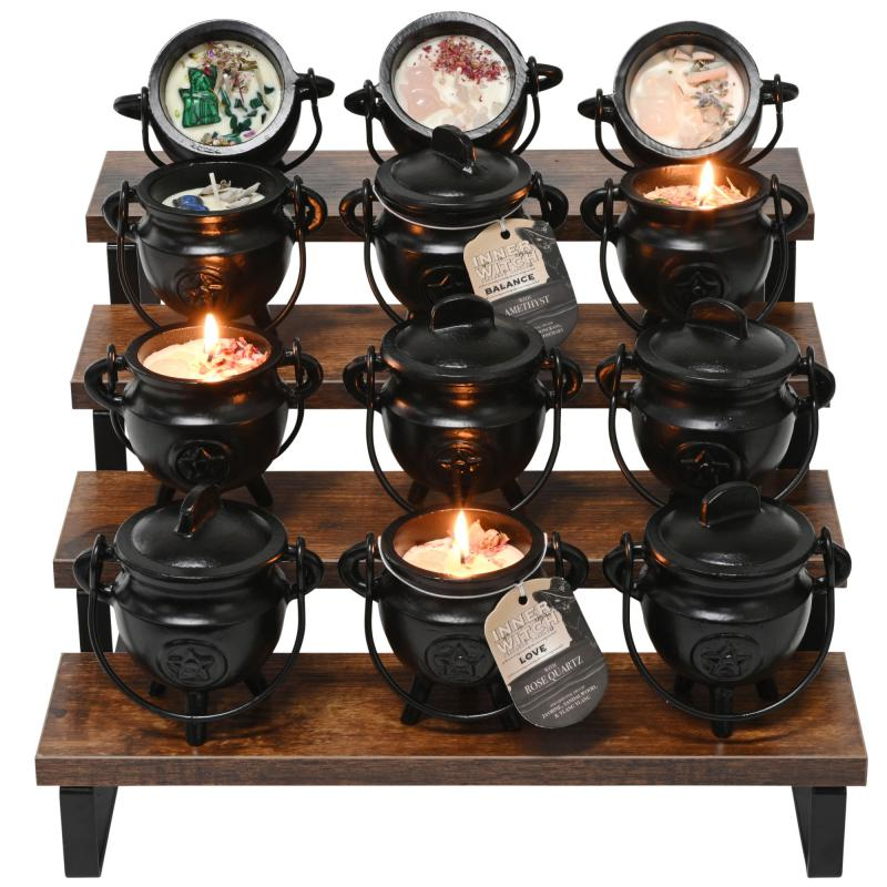 Metal Gemstone Cauldron Candle