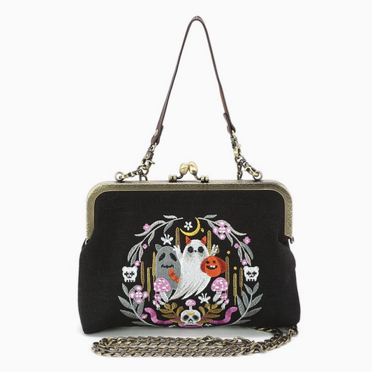 Purple Snake + Ghosts Wreath Kisslock Bag