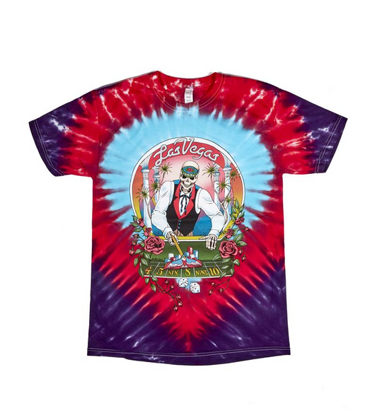 Men's Grateful Dead Tie-Dye Las Vegas Silver State Skeleton T-Shirt