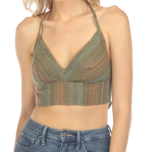 Women's Baja Stripe Tie-Back Bralette