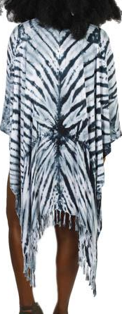 Women's Rayon Tie-Dye Diamond Fringe Kimono
