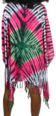 Women's Rayon Tie-Dye Diamond Fringe Kimono