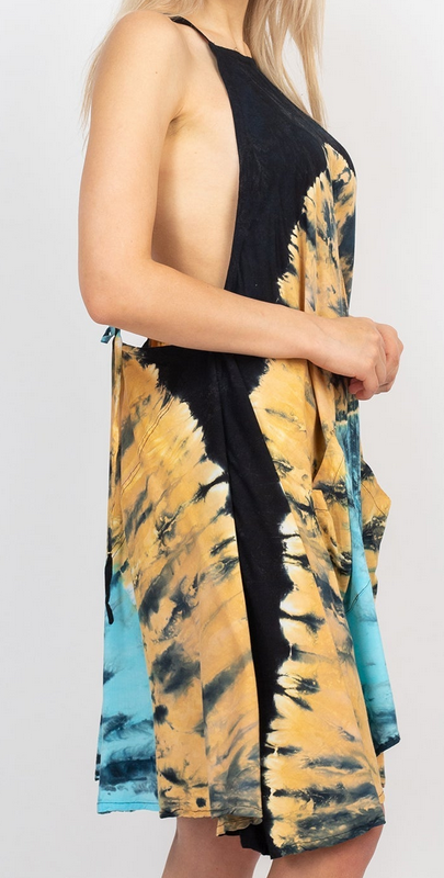 Women's Rayon Tie-Dye Backless Trapeze Dress