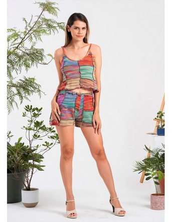 Women's Patchwork Multi Color Block Shorts