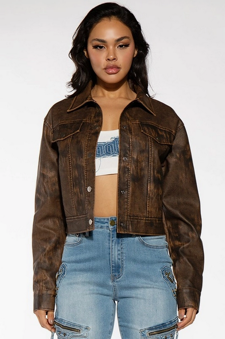Women's Vintage Vegan Leather Jacket