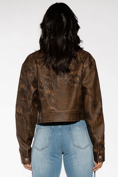 Women's Vintage Vegan Leather Jacket