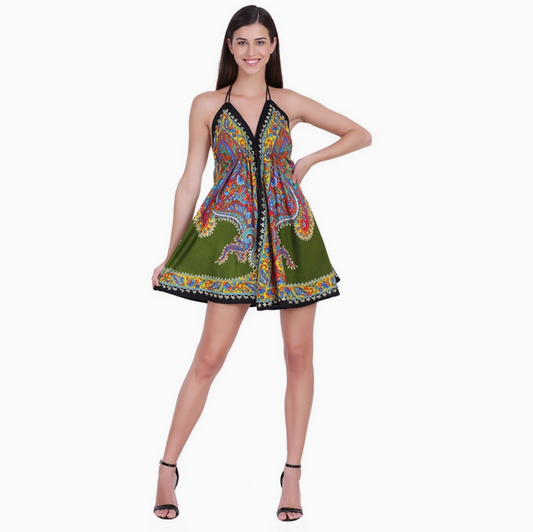 Women's Batik Scarf Midi Dress