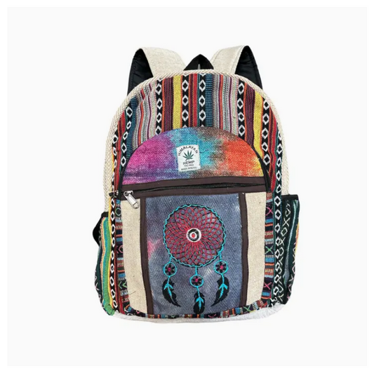 Cotton Hemp Patchwork Tie Dye Dream Catcher Bag Pack