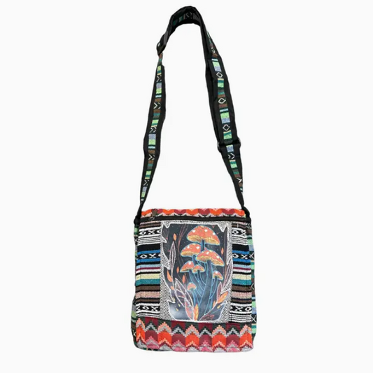 Cotton Multi Mushroom Mini Messenger Bag