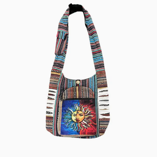 Cotton Multi Color Side Pocket Eye Sun/Moon Bag