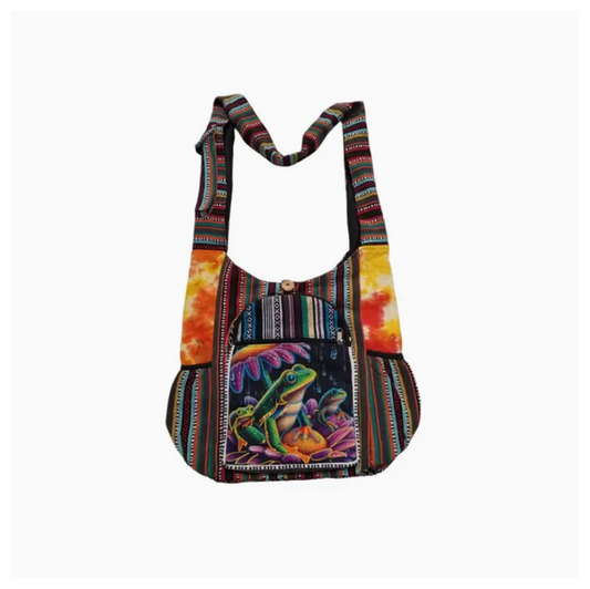 Cotton Multi Patch Side Pocket Frog Bag