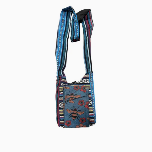 Cotton Bee and Flower Mini Sling Bag