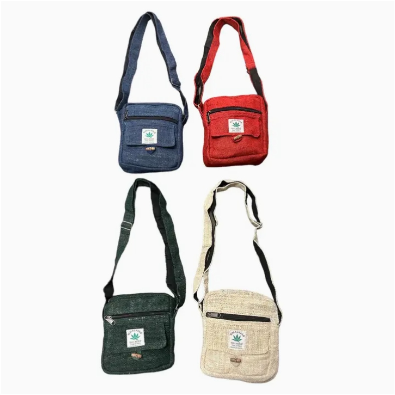 Himalayan Hemp Solid Color Zip Side Bag