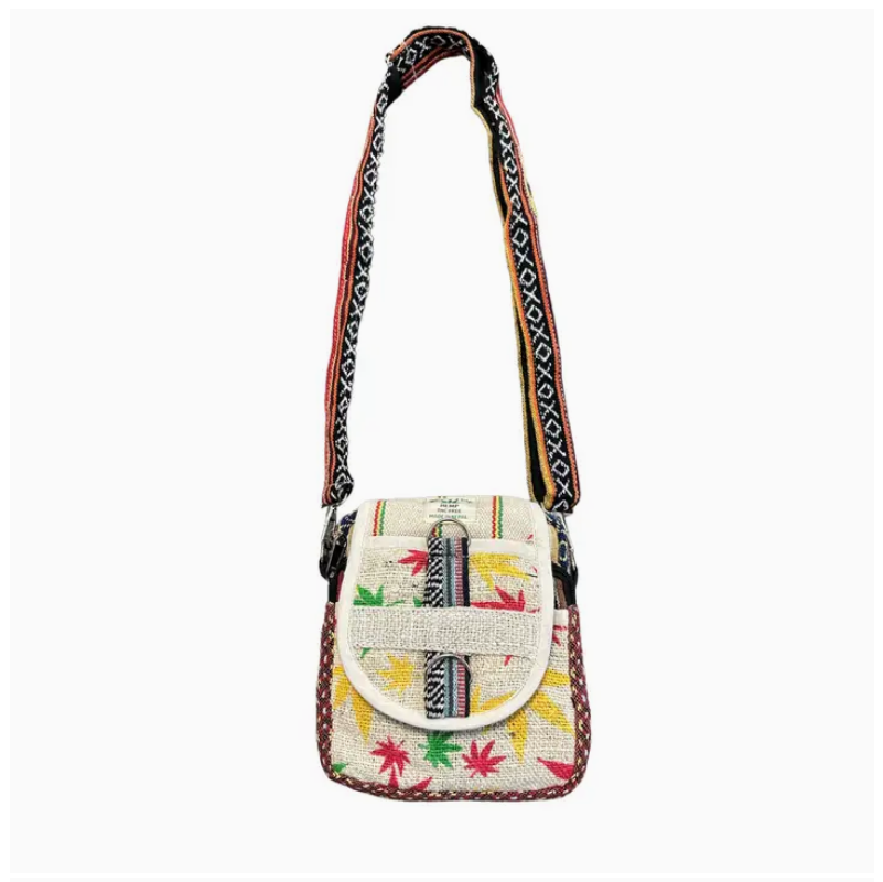 Hemp Leaf Print Mini Sling Bag