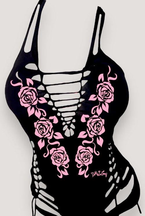 Women's Deadly Rose Festival Slashed Tank Top