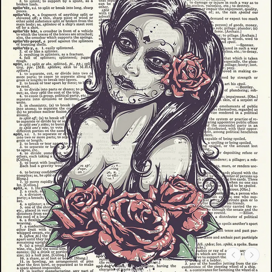 Day of the Dead Girl Color Dictionary Print