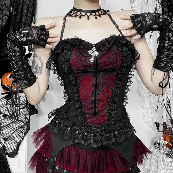 Women's Gothic Lace Halter Neck Camisole