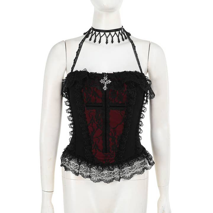 Women's Gothic Lace Halter Neck Camisole